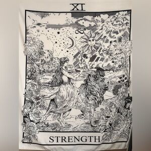 Black and White Strength Tapestry